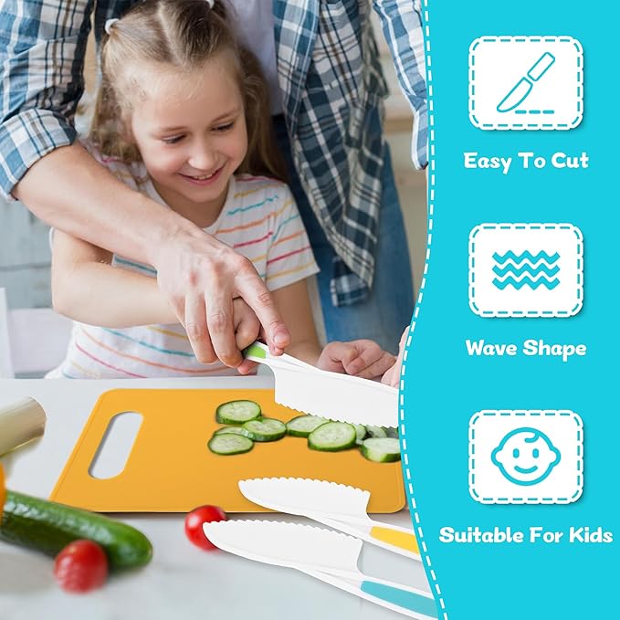 16PCS Montessori Kitchen Tools Cookware Baking Toy, Toddler Baking Set for Real Cooking includes 3 Serrated Edges Plastic Toddler Knives, Cutting Board, Y Peeler, Egg Beater, Toddler Food Picks