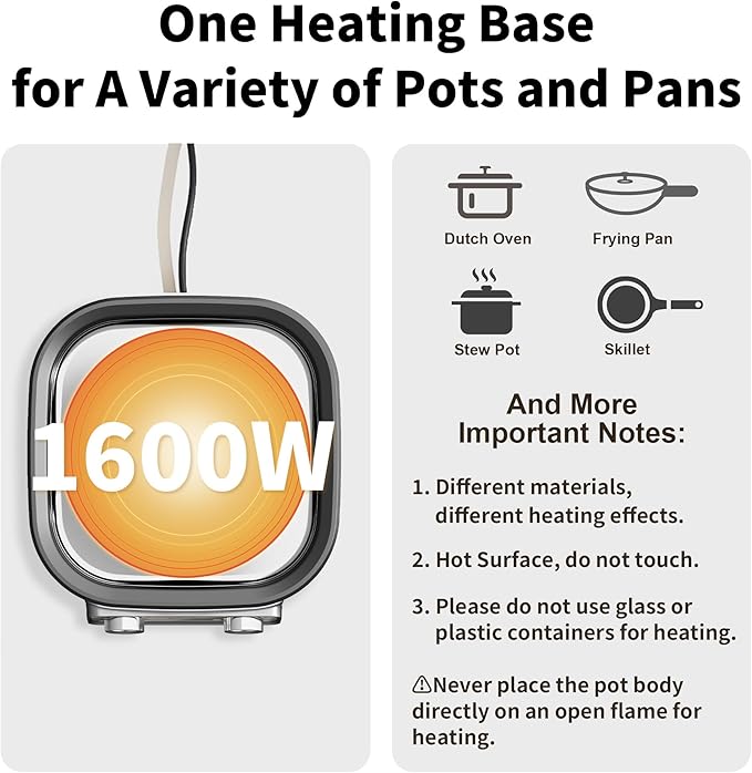 6-Quart Electric Skillet with Grill | Non-Stick PFOA-Free Ceramic-Coated Pot, 1600W, Timer & 3 Power Settings for Steak, Egg, Ramen (Includes Tongs) Pot & Grill