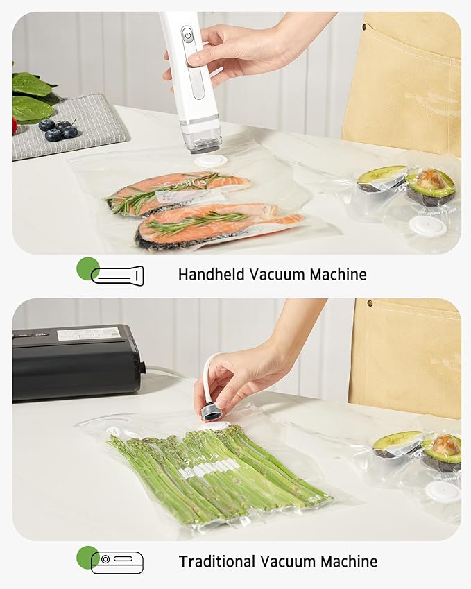 Syntus Vacuum Sealer Bags for Food, 10 Pcs Medium Size 10" x 13.8" Food Storage Bags for Sous Vide Cooking Microwave Heating, Air Valve Zipper Bags & Zip Clips