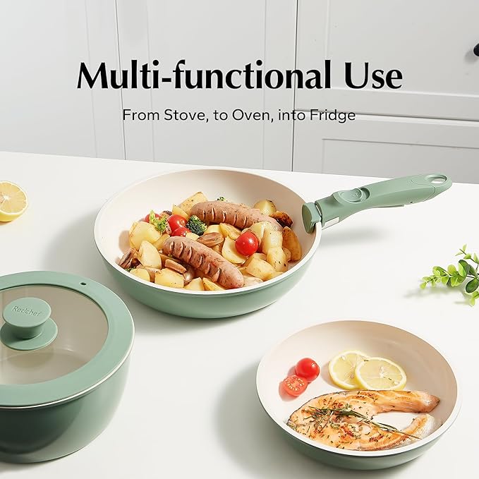 Redchef Removable Handle - Detachable Handles Replacement, Universal Cookware Handle, Ideal Replacement for All Cookware (Green)