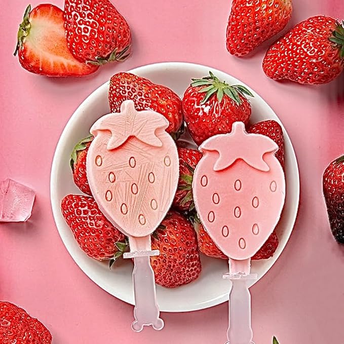 3 Pcs Cute Silicone Ice Cube Mold Set For Toddlers and Kids, BPA-Free Food Grade Ice Tray, Homemade Frozen Popsicle Maker Mold (3 PCS (fruit*1+love*1+ice cream*1))