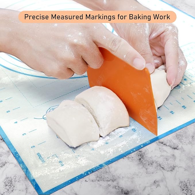 Silicone Baking Mat with Measurements, Pastry/Fondant/Dough Rolling Counter/Oven Liner Mat, 20''(W)28''(L) Blue