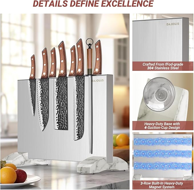 Magnetic Knife Holder, Magnetic Knife Block without Knives, Strong Double Sided Magnet Knife Storage Strip for Kitchen Counter