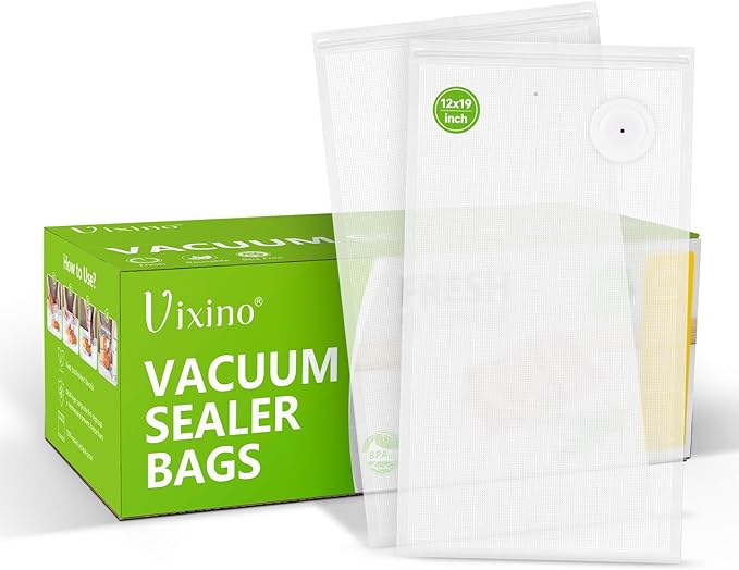 Vixino Vacuum Sealer Bags, 30 Reusable Vacuum Sealer Bags for Food, BPA-Free, Meal Prep and Sous Vide Cooking,Works for Handheld Sealer and Vac Sealer Machine with External Vacuum Systems