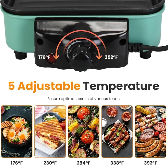 TeqHome 1500W Electric Indoor Grill,2 in 1 Smokeless Raclette Table Grill for Kitchen,Barbecue Korean BBQ Grill with Grill Net,Non-Stick Cooking Removable Plate & 5 Temperature Control，Dishwasher Safe