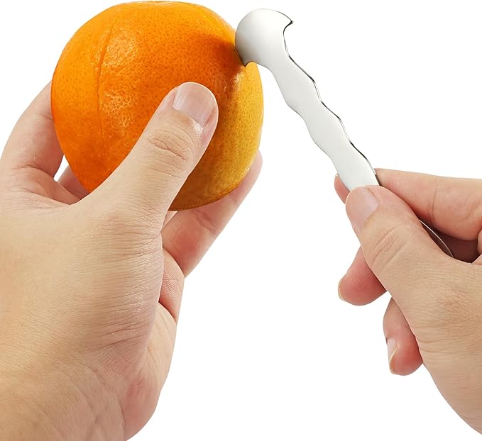 2 Pcs Stainless Steel Orange Peeler Citrus Peeler Fruit Remover Opener Ergonomic Safe Cutter & Slicer Tool for Grapefruits, Lemons