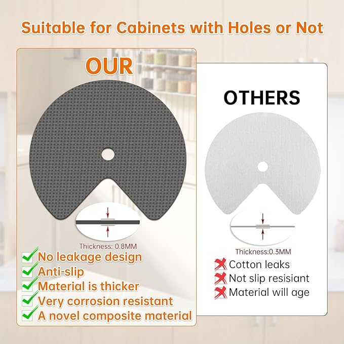 4 Pack 26In Lazy Susan Shelf Liner, Upgraded Composite Materials Circle Lazy Susan Liner for Kitchen Cabinets, Non Adhesive Liners Mats for Shelf Drawer Refrigerator Cupboard (4 Pack-Gray)