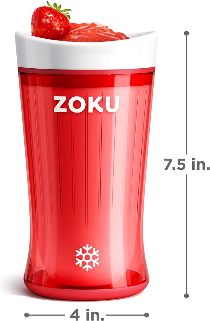 ZOKU Jumbo Slush and Shake Maker, Compact Make and Serve Cup with Freezer Core Creates Single-Serving Smoothies, Slushies and Milkshakes in Minutes, BPA-Free, Red