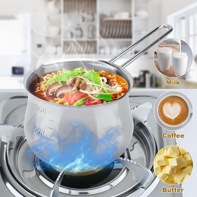 Butter Melting Pot, 28 OZ/800 ml Stainless Steel Small Pot, 304 Stainless Steel Butter Warmer Pan, Small Sauce Pan for Stove Top, Chocolate Melting, Coffee Tea Soup Warming