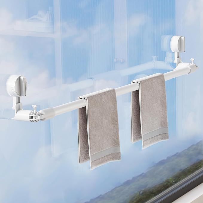 Towel Bar for Bathroom Wall Mounted,Adjustable No Drill Towel Rack,Rustproof Towel Holder,Retractable Drying Rack for Clothes,Space-Saving Towel Hanger for Closet,Bedroom,Balcony,20-34in