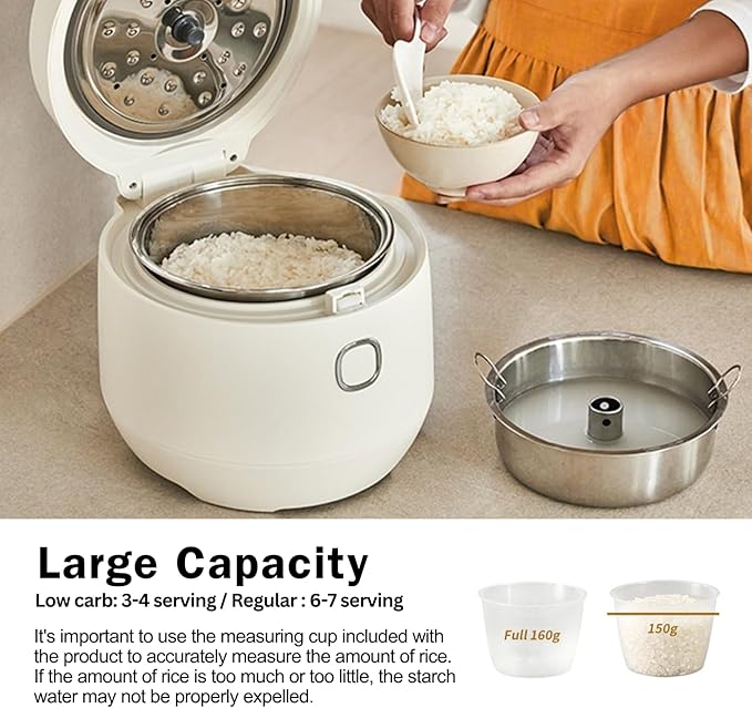 BANU Low Carb Rice Cooker - 4 Cups(white rice), 2 cups(Low carb rice) 7 Preset Functions, 20-Hr Timer, Led Touch, Auto Keep Warm - Healthy Cooking for Keto and Low Glycemic Diets - White / 8-Cup (Cooked) (4-Cup UNCOOKED) Digital Rice Cooker and Food St...