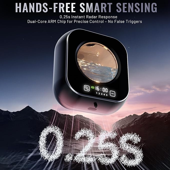 Automatic Soap Dispenser Touchless, Wall Mount Hand Soap Dispenser 10.8oz, LED Clock Electric Sensor Pump with 5 Speed Foam,120-Day Long-Life Battery, IPX5 Waterproof for Kitchen Bathroom Office Hotel