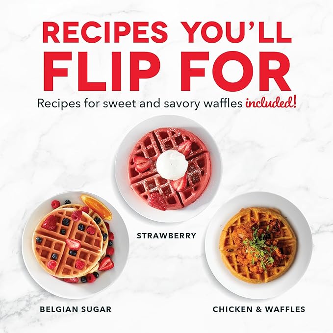 Dash Flip Belgian Waffle Maker - For Thick, Fluffy Single-Serve Waffles - Features Ceramic Nonstick Plates and Easy Flip Design - Cream