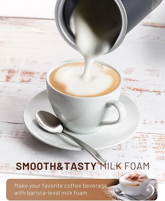 SIMPLETASTE Milk Frother, 4-in-1 Electric Milk Steamer with LED Touch Screen, Automatic Warm and Cold Foam Maker and Milk Warmer for Latte, Cappuccinos, Macchiato