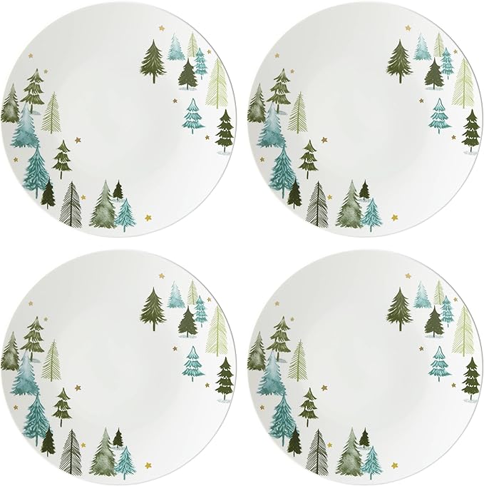 Lenox 893565 Balsam Lane 12-Piece Dinnerware Set, Green, Christmas, Holiday Hosting