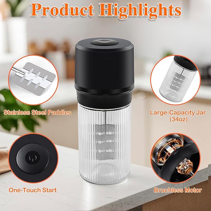 IFOLO Electric Butter Churner – One-Touch Butter Maker, 34oz Food-Grade Glass Jar with High-Speed Brushless Motor, Freshly Made in Just 5-10 Mins.