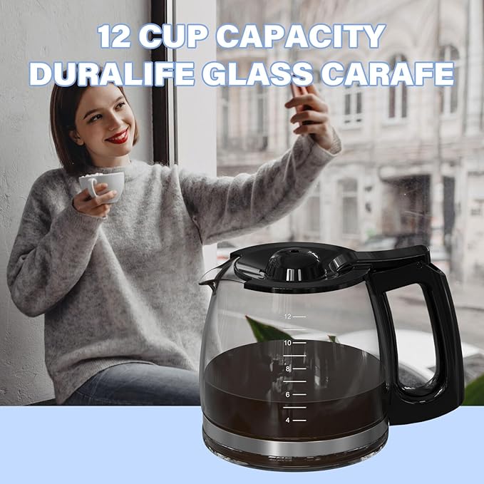 12 Cup Coffee Maker Carafe Replacement Pot Compatible with Hamilton Beach Flexbrew Models: 49902, 49915, 49905C, CM4309, 49317, 49467, 49611, 49904, 49934, 46230, 46290, 46293, Part Number: 990136800