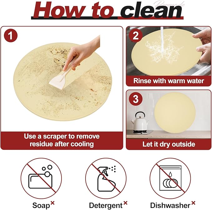 Round Pizza Stone for Grill and Oven- 15 inch Baking Stone Heavy-Duty Cordierite Pizza Stone for Bread, Cookies, Heat Proof BBQ Grilling Cooking Stone for Making Crisp Crust Pizza (Beige)