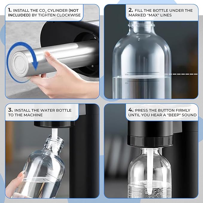 Original Soda Maker (Matte Black): Carbonate Drink (1L PET Bottle Included), Create Sparkling, Seltzer & Fizzy Water, Compatible with Any Screw-In 60L CO2 Carbonator (Not Included)