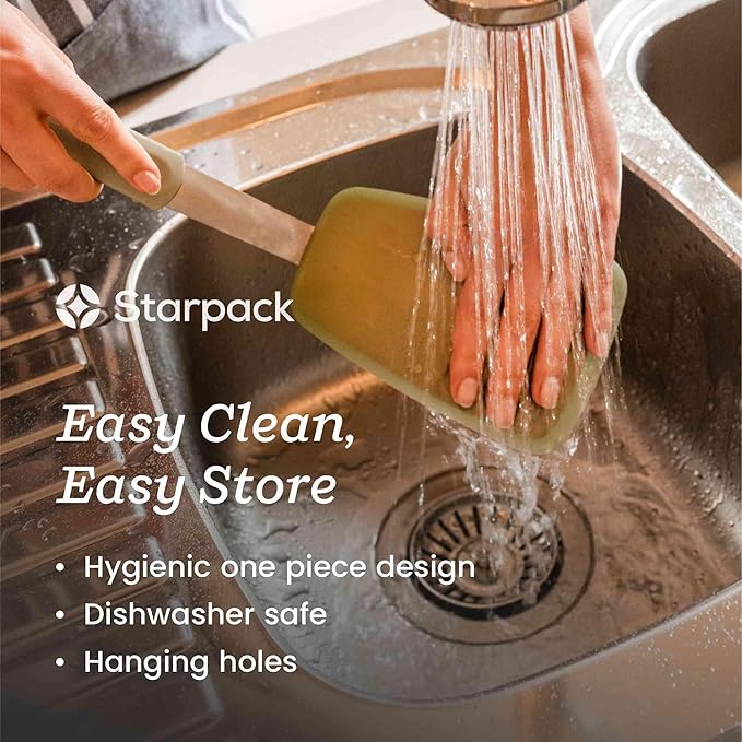 Starpack 'Flex & Flip' Flexible Silicone Turner Spatula Set (3 Pcs) - High Heat Resistant Spatulas for Cooking Egg 600°F - Silicone Pancake Turner Spatula, LFGB Grade Non Stick Rubber Kitchen Utensils