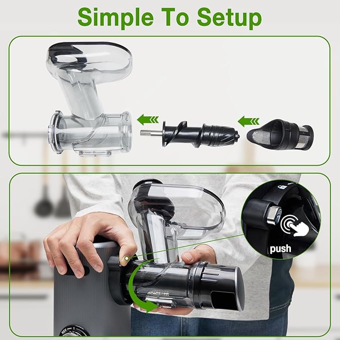 OLIXIS Cold Press Juicer, Slow Masticating Juicer Machines with Extra Wide Feed Chute, High Juice Yield and Easy to Clean for Whole Vegetables & Fruits, Silver