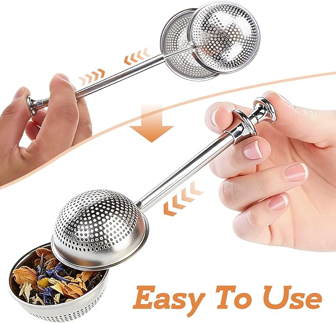Tea Ball Tea Infuser for Loose Leaf Tea, Stainless Steel Tea Strainers Loose Leaf Tea Steeper with Retractable Long Handle, Fine Mesh Tea Diffusers Filters Reusable Tea Accessories for Tea Lovers