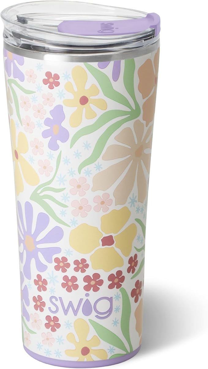 Swig Life 22oz Insulated Tumbler, Travel Coffee Tumbler with Lid, Cup Holder Friendly Travel Coffee Mug, Stainless Steel (Fresh Cut)