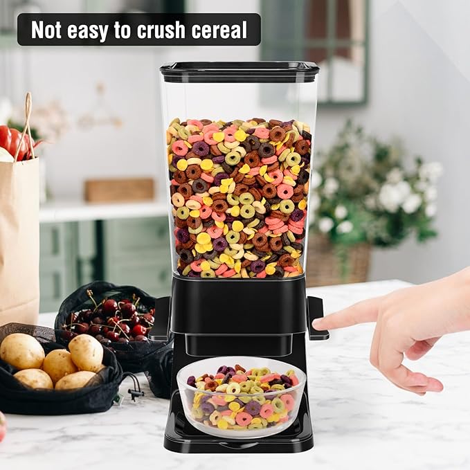 Cereal Dispenser Countertop 2pcs,5.5L Cereal Containers Storage Dispenser for Pantry,Dry Food Storage Rice Containers,Candy Dispenser,Snack Organizer Machine for Grains, Nuts,Oatmeal, Pet Food Black