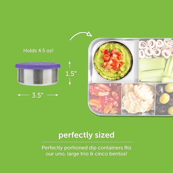LunchBots 4.5 oz Stainless Steel Dressing Container for Condiments, Dips, Snacks, Dipping Sauce Cups with Silicone Lid, Fits in Lunch Bags and Bento Boxes - Set of 2 (Aqua)
