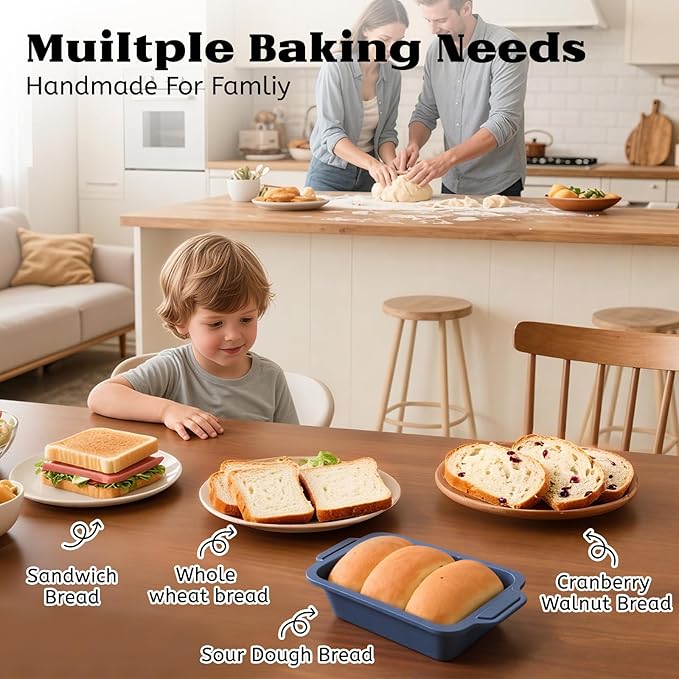 Bread Pan for Homemade Bread：9.5 x 5 Inch Silicone Loaf Pan for Baking with Metal Frame - Nonstick Banana Loaf Tin Tray for Sandwich Sourdough Pumpkin Sour Dough - for Oven Kitchen Home Bakers