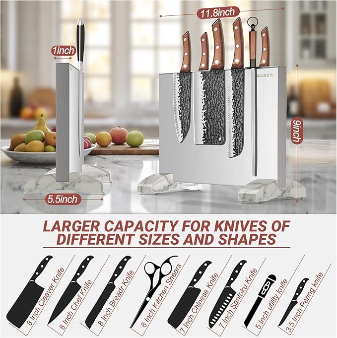Magnetic Knife Holder, Magnetic Knife Block without Knives, Strong Double Sided Magnet Knife Storage Strip for Kitchen Counter
