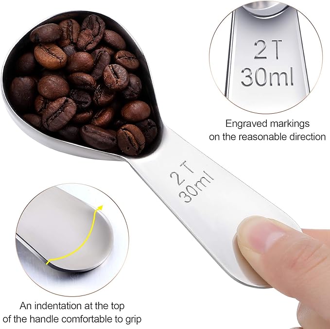 Patelai 3 Pieces Coffee Scoop Tablespoon Measuring Spoons Stainless Steel Coffee Scoops Short Handle Tablespoon for Tea Sugar Kitchen Gifts(30 ml,Silver)