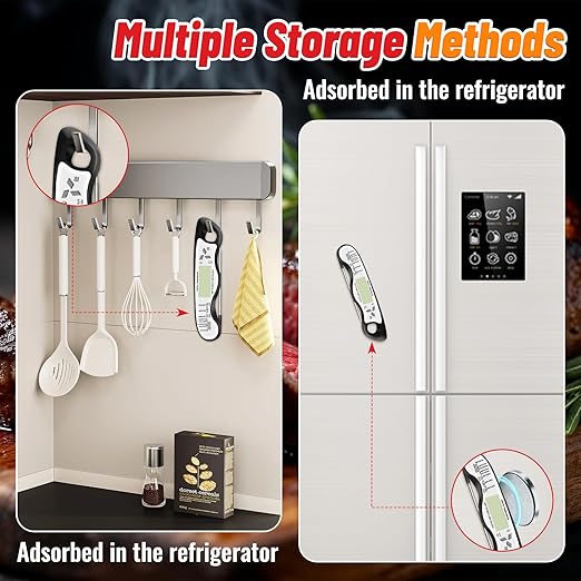 Meat Thermometer, IP67 Waterproof Digital Meat Thermometer with Backlight, Hold Function & Magnet for Grill, BBQ, Candy, Beef,Turkey，Gadgets Essentials BBQ Accessories,Mens Stocking Stuffers