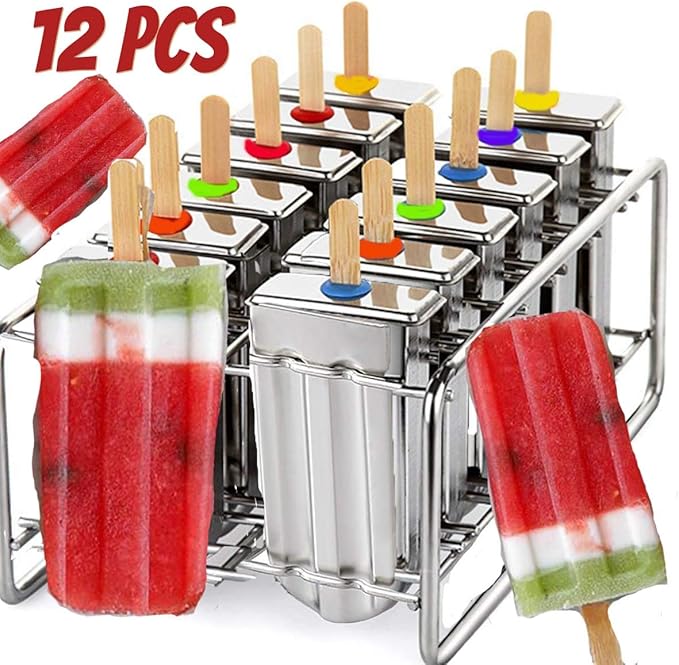 12 cavity mold stainless steel popsicle mold metal ice pop molds bpa free -ice Cream Ice Lolly Popsicle Mold pop molds with wooden sticks-ice pop maker molds popsicle mold stainless steel