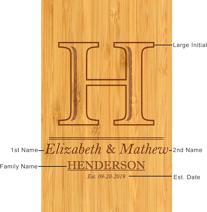 Custom Personalized Engraved Bamboo Cutting Board for Cheese & Charcuterie with Ceramic Dish, Knife Set, Cocktail Sticks & Cheese Markers -by Picnic at Ascot USA