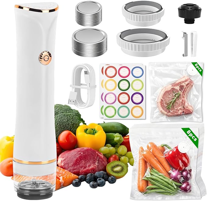 Compact Vacuum Sealer for Food Storage & Preservation,with Reusable Bags, Ultra-long 100-minutes Vacuuming Time,Chef-Preferred 6X Freshness Keep for Home Kitchen RV Travel Seal Meal