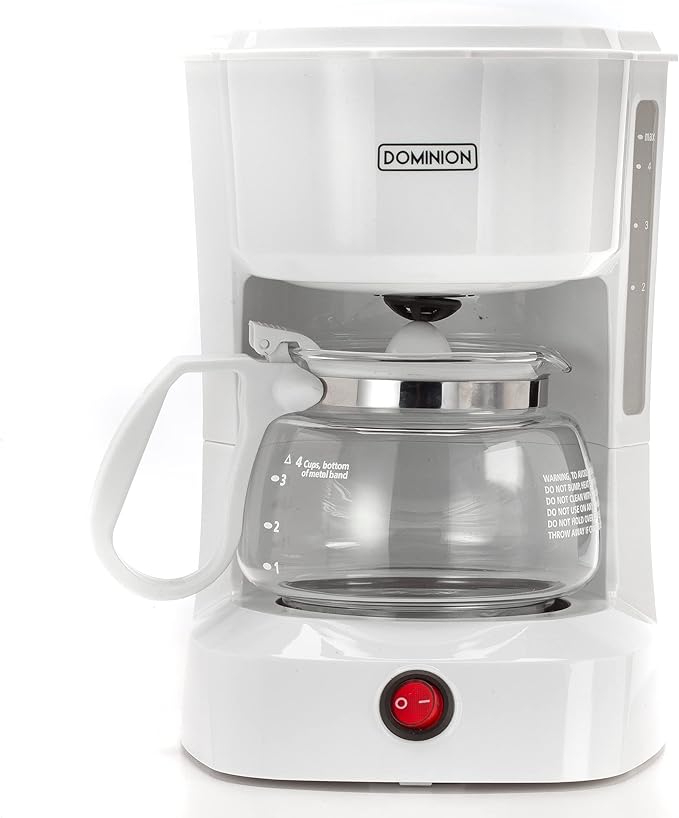 Dominion 4-Cup Coffeemaker Compact Coffee Pot Brewer Machine, Quiet Operation with On / Off LED Indicator Light, Convenient Cord Storage and Auto Pause Feature, Easy Anti-drip Coffeemaker with Coffee