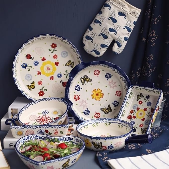 Pie Pans, 11 Inches Ceramic Quiche Pans, Round Pie Tins for Pie, Pizza, Cake, Dinner, Banquet,Oven Safe