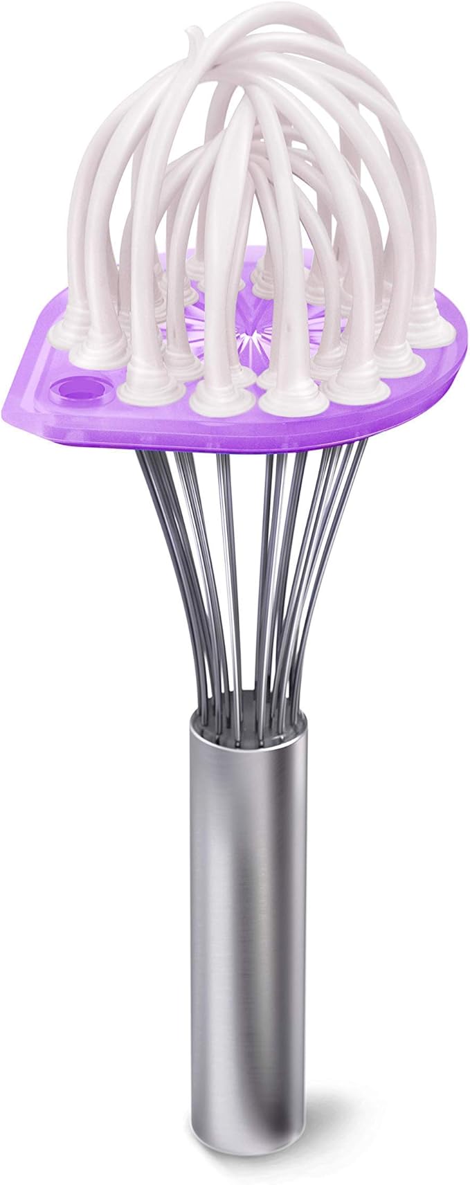 Whisk Wiper - Wipe a Whisk Easily - Multipurpose Kitchen Tool, Made In USA - Includes 11" Stainless-Steel Whisk - Cool Baking Gadget, A Great Gift For Men and Women (Color: Violet)