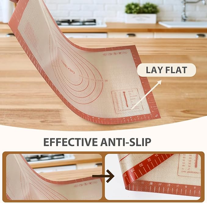 Pastry Mat, 0.7mm Extra Thick 32 x 24 Inches Large Non Stick Silicone Baking Pad, Pie Crust Rolling Supplies for Making Christmas Cookies Bread, Easy to Clean