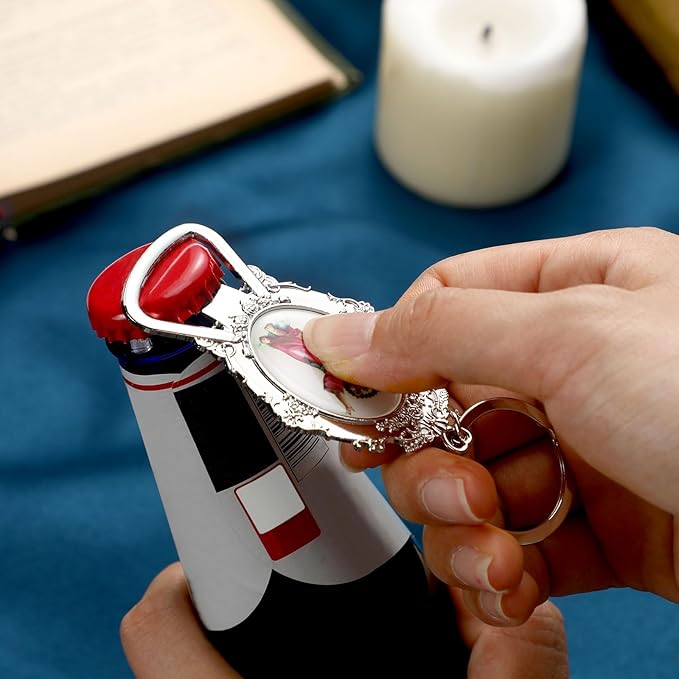 Misdary 12 Pcs Divine Child Jesus Bottle Opener Keychain Catholic Bottle Opener with Organza Baptism Party Favor for Guest