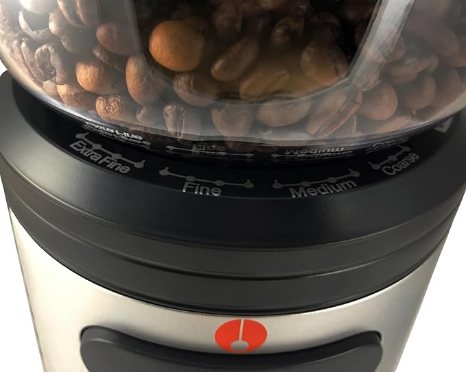 Espressione Professional Conical Burr Coffee Grinder, Black/Silver, 8.5-Oz.