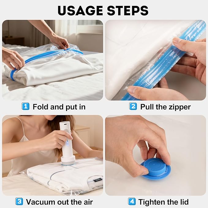 Mapambo Vacuum Seal Bags for Clothing Travel with Electric Pump, 15 Pack Vacuum Bags in 3 Combo sizes, Space Saver Vacuum Storage Bags, Reducing Luggage Volume by up to 80% (15 Combo Travel Size)