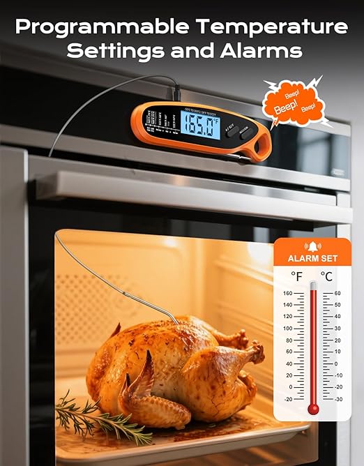 Digital Meat Thermometer for Cooking & Grilling with Dual Probe, Large Backlit & Calibration, Kitchen Food Thermometer for Candy, Oven, Grill, BBQ, Smoker, Oil Fry Instant Read Thermometers