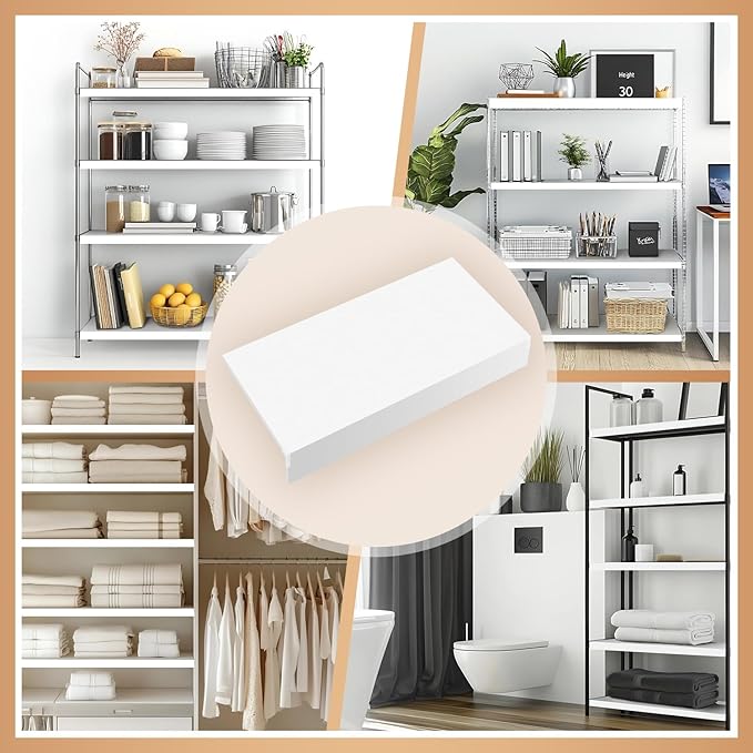 5 Pcs Wire Rack Covers 32x16x3 inch PVC Pantry Shelf Cover 0.31 inch Thick Removable Closet Wire Rack Shelf Covers,Decoration Kitchen Bathroom Office Shelving (Light Luxury White,32x16x3 inch)