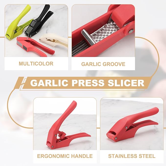 uxcell Garlic Press, 7.5 Inch Stainless Steel Garlic Slicer Crusher Tool Kitchen Utensil for Home Cooks and Professional Chefs, Black