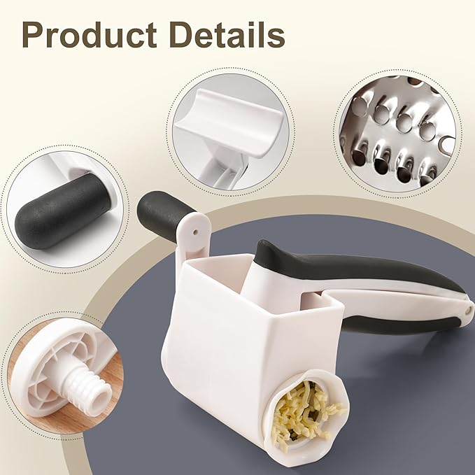 Cheese Grater with Hand Crank - 3 Adjustable Grating Drums for Parmesan & Hard Cheeses - Shatter-Resistant & Easy to Clean