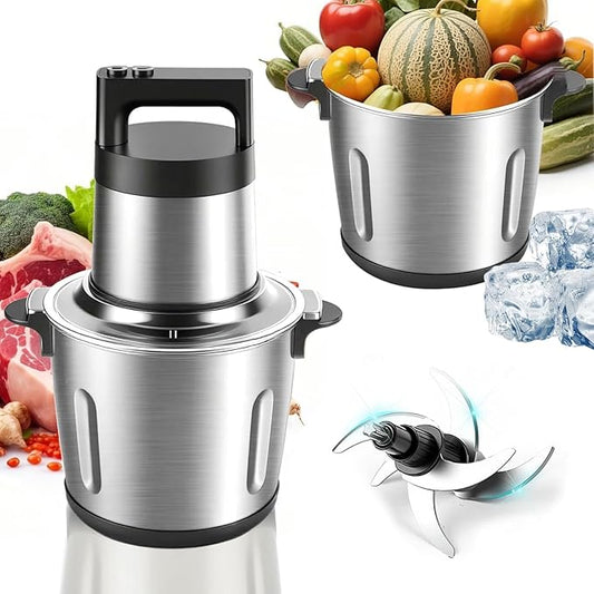 Meat Grinder 6L Large Capacity,1200W Heavy Duty Electric Food Processor for Frozen Meat,Vegetable and Nuts with 3-Layer Blades & Stainless Steel Bowl,Dishwasher Safe,for Family BBQ,Keto Meal