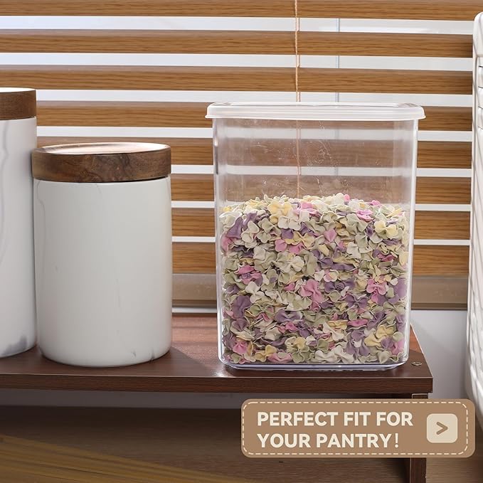 novelinks Clear Plastic Jars with Lids, Reusable Empty Rectangular Storage Containers for Household and Kitchen Organizing (8 Pack Large)