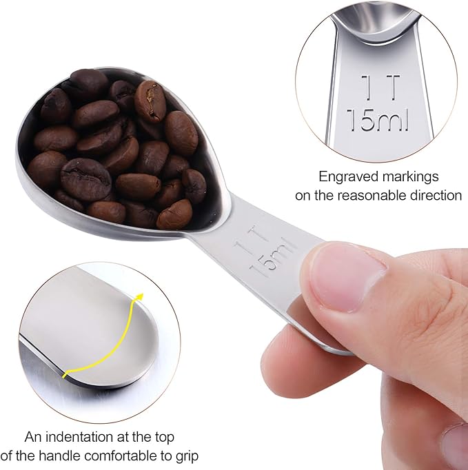 Patelai 3 Pieces Coffee Scoop Tablespoon Measuring Spoons Stainless Steel Coffee Scoops Short Handle Tablespoon for Tea Sugar Kitchen Gifts(15 ml,Silver)